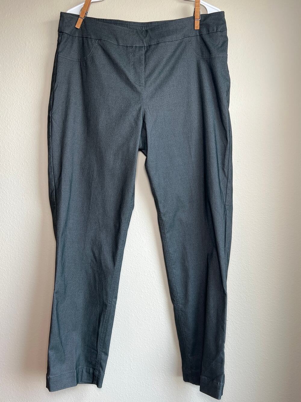 Slim-Sation Charcoal Gray Stretch Pull On Ankle Pants Tummy Control Size 16 XL